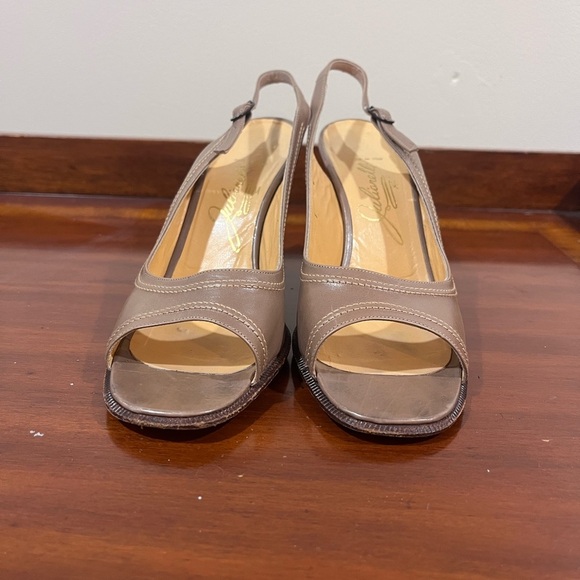 Vintage Julianelli Square Toe Leather Sling-back Heels - Picture 4 of 9